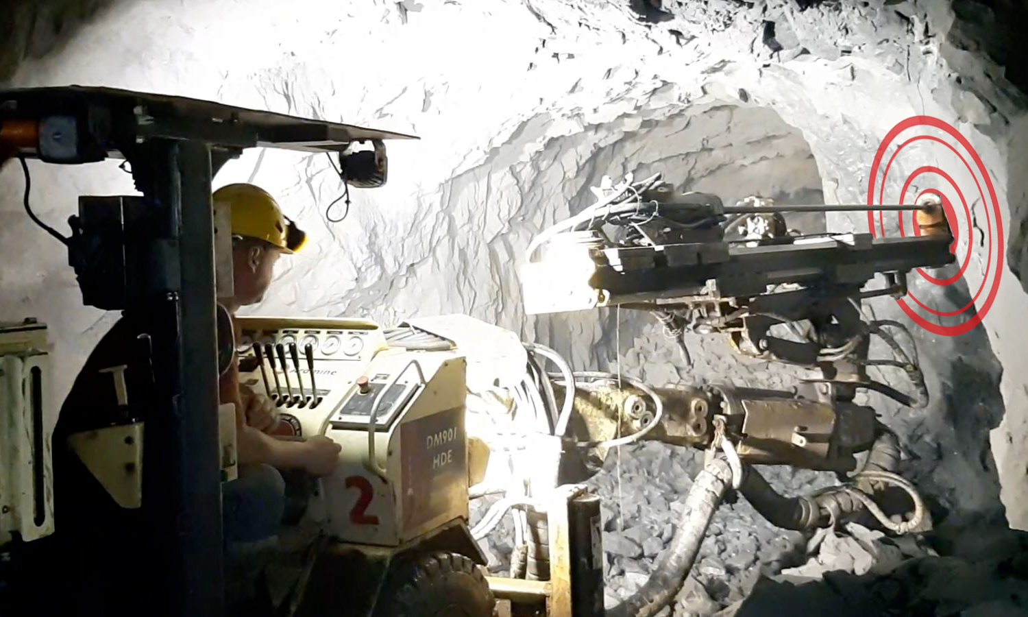 Aramine driller DM901HDE in an underground mine